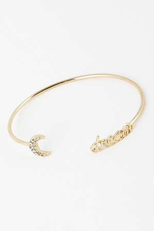 Crescent Moon Dream Writing End Cuff Bracelet 5DDA9